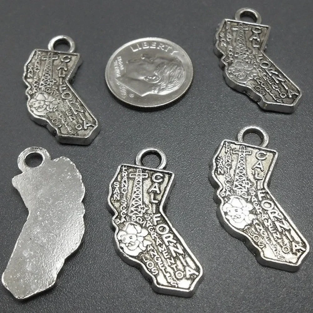 4pcs State of California‎ Charms sacramento los angeles, jewelry supplies